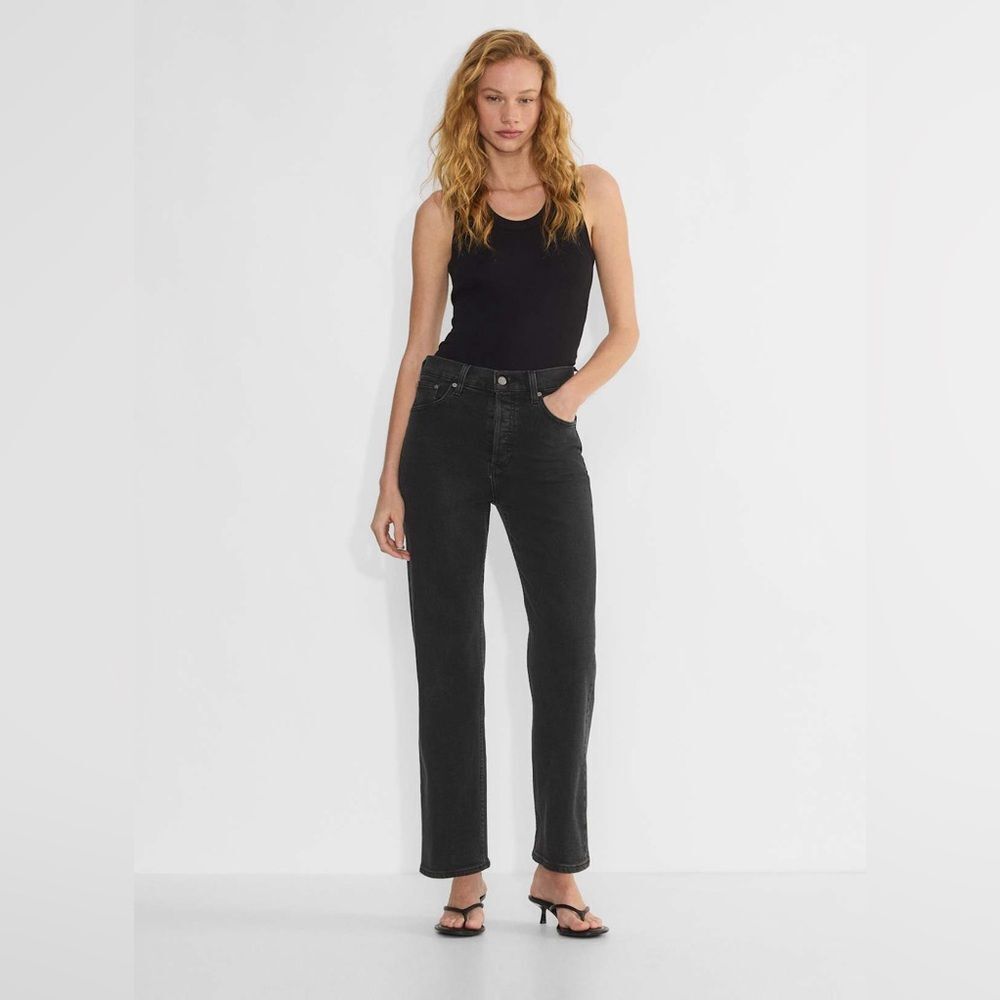 Aritzia Denim Forum The Arlo High Rise Straight Jean 26L | 23 | Black Eyeliner